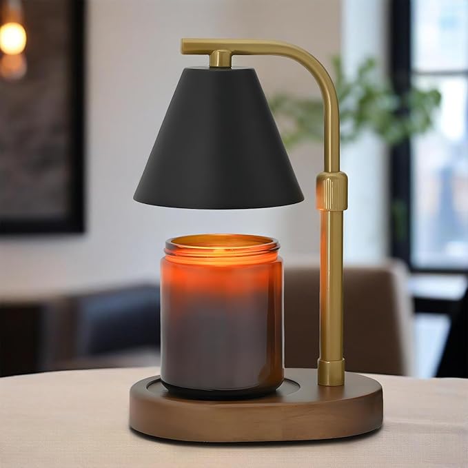 SOKCVSEA Candle Warmer Lamp - Candle Warmer with Timer Height Adjustable, Birthday Gifts for Women Mom Gifts, House Warming Gifts New Home Decor, Wax Melt with 2 Bulb BlackGold