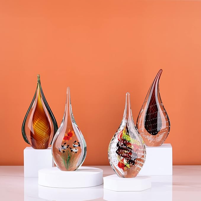 DOVDOV Hand-Blown Glass Sculpture, Stained Creative Glass Art Collection Statue, Unique Mediterranean Decorative Glass, Suitable for Office, Bookshelf, Living Room Coffee Table, Mantelpiece Filling