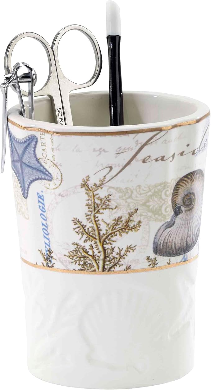 Avanti Linens - Accessory Set, Resin Tumbler, Toothbrush Holder, Soap Dish & Lotion Pump, Durable Bath Decor (Antigua Collection)