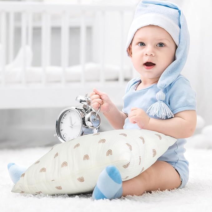 Organic Cotton Muslin Mini Pillowcases with Envelope Design,2 Pack Ultra Breathable Kids Toddler Pillowcases for Boys and Girls- 13 x 18 inches (Rainbow)