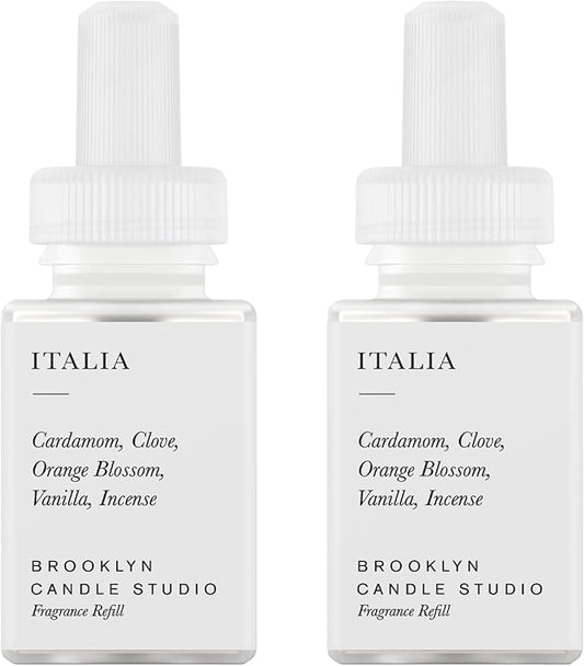 Pura & Brooklyn Candle Studio Home Scent Refill - Smart Home Air Diffuser - Up to 120-Hours of Luxury Fragrance per Vial - Clean & Safe Diffuser Fragrance - 2 Pack, Italia