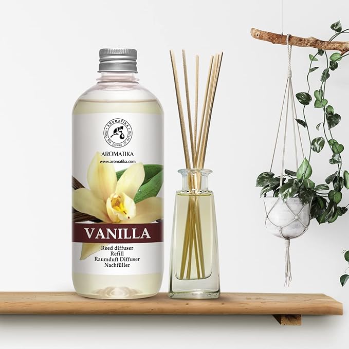 Reed Diffuser Refill Vanilla 3 * 17Fl Oz - 3x500ml - Fragrance Oil Reed Diffuser Refill - Home Fragrance - Vanilla Scent - Room Freshener - Vanilla Aroma 50.7 Fl Oz - Fresh and Long Lasting
