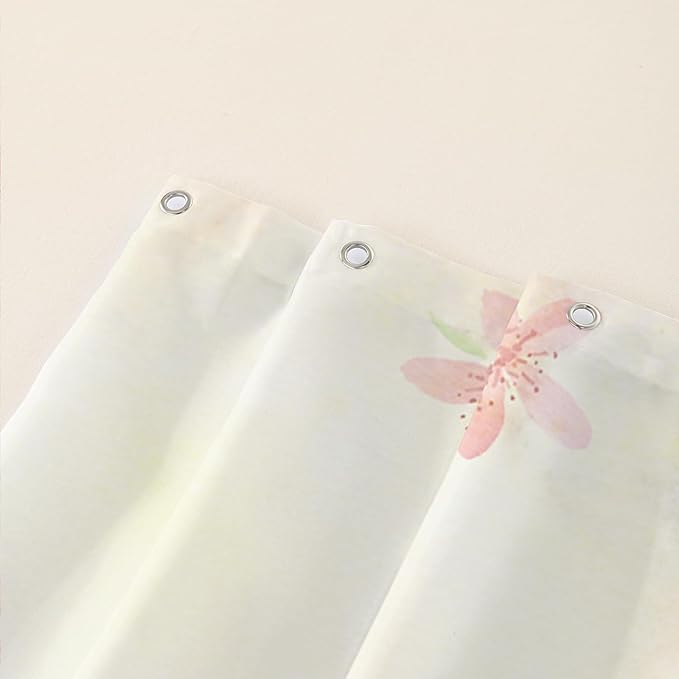 AILONEN Girls Flower Horse Shower Curtain for Bathroom,Galloping Horse Bath Curtain,Pink Watercolor Floral Horse Waterproof Curtain with 12 Plastic Hooks, 72" W*96" H