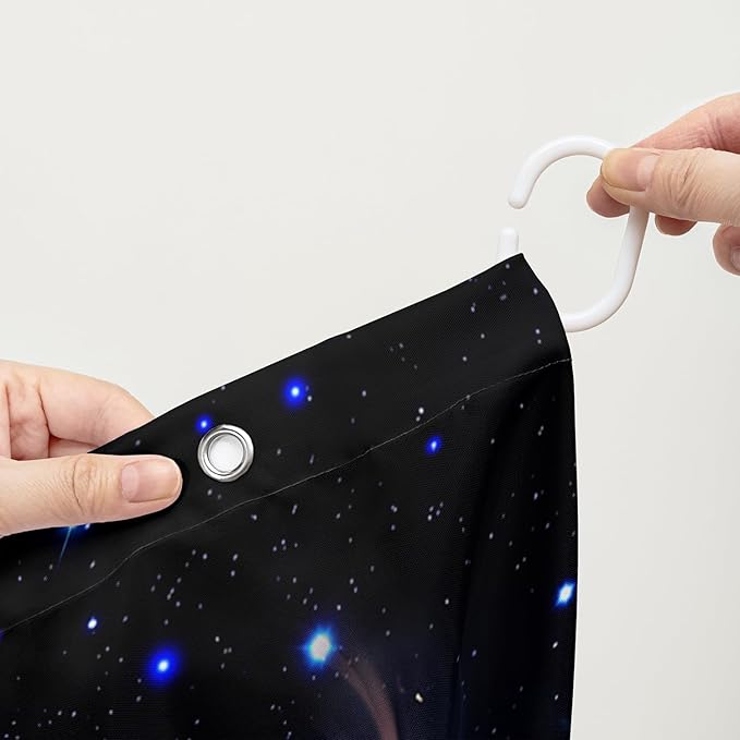 AILONEN Butterfly Shower Curtain,Blue Butterfly Bath Curtain for Girls Kids Women,Glowing Starry Flower Butterfly Decoration Bathroom Waterproof Curtain with 12 Plastic Hooks, 72" W*78" H