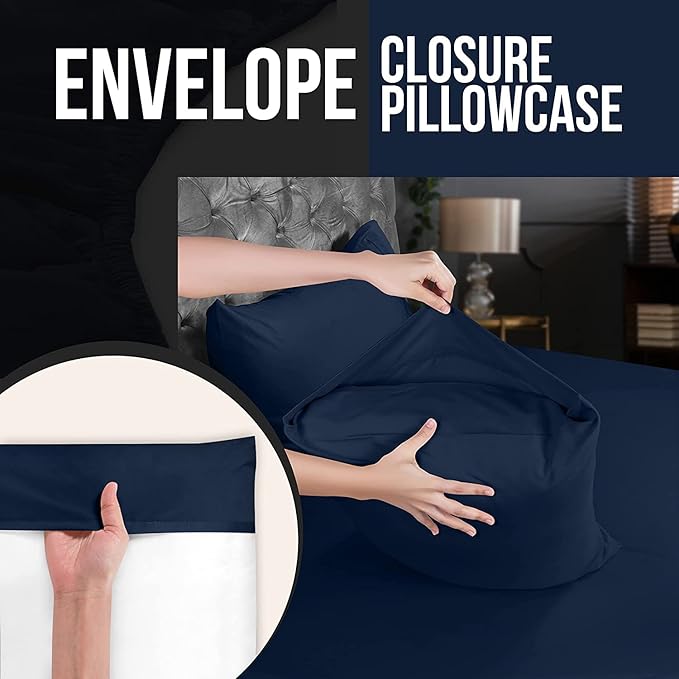 Utopia Bedding King Standard Pillow Cases - 2 Pack - Envelope Closure - Soft Brushed Microfiber Fabric - Shrinkage and Fade Resistant Pillow Covers 20 X 36 Inches (King Standard, Navy)