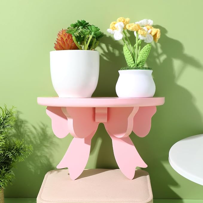 DOITOOL Wooden Floating Shelf Wall Mounted, Nordic Style Butterfly Semicircle Storage Shelf for Wall, Decoration Shelves for Bathroom, Bedroom, Kitchen, Living Room (Pink)