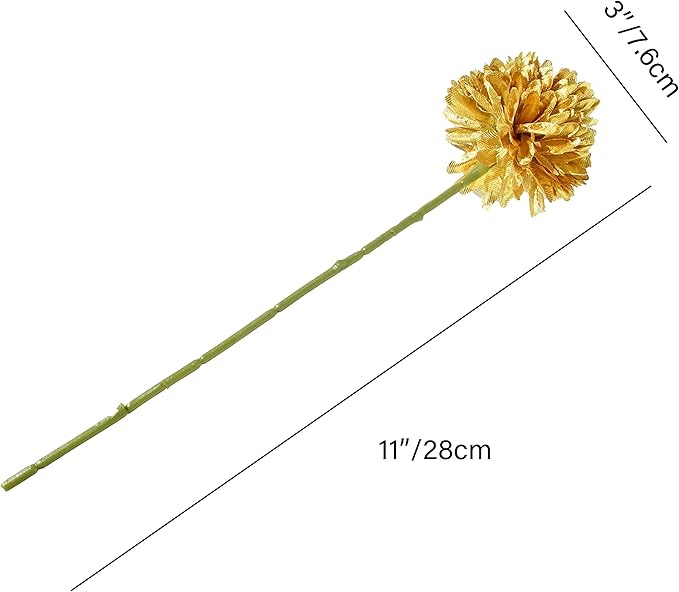 Mandy's Gold Artificial Ball Chrysanthemum 12 Stems Faux Flowers with Bendable Stems for DIY Wedding Centerpiece Fall Decor Home Arrangements