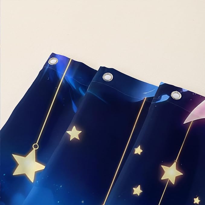 AILONEN Butterfly Shower Curtain for Girls, Fairy Purple Clouds Print Starry Butterfly Bath Curtain,Fantasy Moon Butterfly Decoration Bathroom Waterproof Curtain with 12 Plastic Hooks, 60" W*72" H