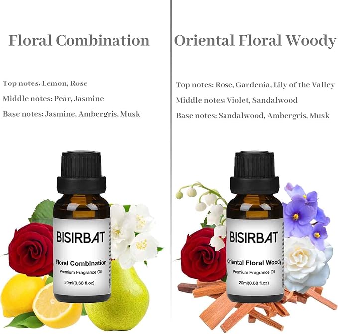 Fragrance Oils, Hotel Collection Diffuser Oil, Blend Essential Oils for Diffusers for Home, for Candle Making, Soap Making, Aromatherapy Oils - 20ml x 4 - Floral&Tea&Fruit, Oriental Floral Woody