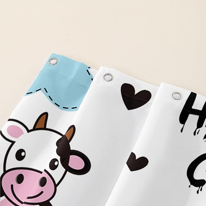 AILONEN Cute Cow Shower Curtain for Bathroom, Kids Children Cow Print Bathroom Curtain,Happy Cow Bath Curtain 60" W*72" H Polyester Waterproof Bathroom Curtain with 12 Hooks