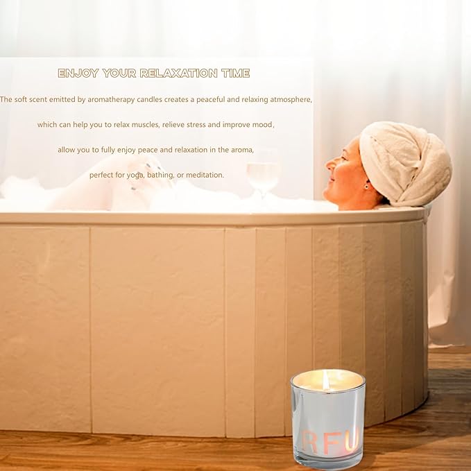 Scented Candle Jar with Colorful Light - Personalized Soy Candles Non Toxic: Natural Essential Oil Long Lasting Fragrance Candle for Home Meditation Aromatherapy Gift for Women Men (5.3Oz)