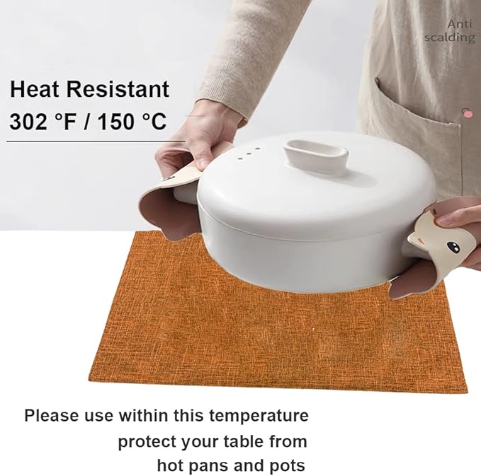 Weabetfu Cloth Placemats Set of 6 Heat Resistant Dining Table Placemmats Cotton Linen Machine Washable Kitchen Table Mats Wrinkle Free Thick Fabric Place Mats,Easy to Clean,13" x 19"