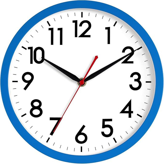 AKCISOT Wall Clock 10 Inch Silent Non-Ticking Modern Clocks Battery Operated - Analog Classic for Office, Home, Bathroom, Kitchen, Bedroom, School, Living Room(Blue)