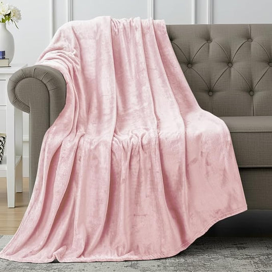 Utopia Bedding Fleece Blanket Throw Size Pink 300GSM Luxury Anti-Static Fuzzy Soft Microfiber Blanket for Couch, Sofa and Bed (60x50 Inch)