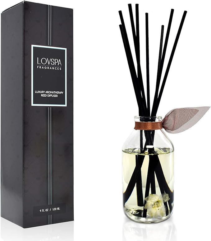 LOVSPA Baltic Amber Reed Diffuser Set - Reed Diffusers for Home with Long Lasting Fragrance - Non-Toxic Oil Reed Diffuser - Made in The USA