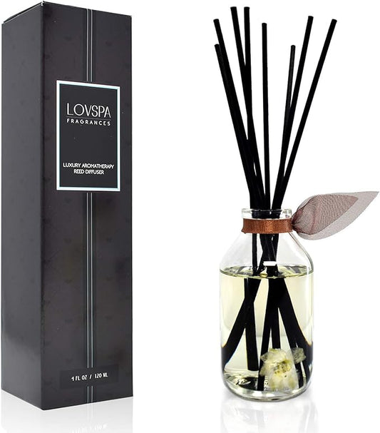 LOVSPA Baltic Amber Reed Diffuser Set - Reed Diffusers for Home with Long Lasting Fragrance - Non-Toxic Oil Reed Diffuser - Made in The USA