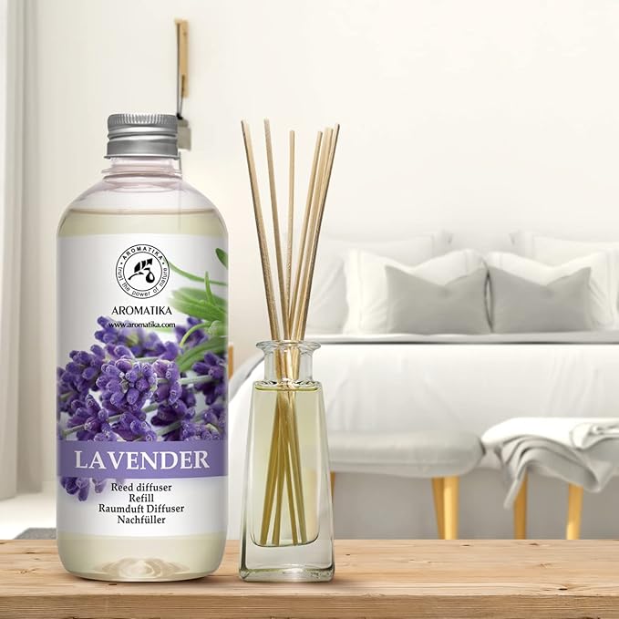 Lavender Reed Diffuser Refill 17 Fl Oz - 500ml - Lavanda Refill - Wardrobe Freshener - Home Fragrance Oil - Air Freshener - Aromatherapy - Essential Lavender Oil Diffuser - Diffuser Refill