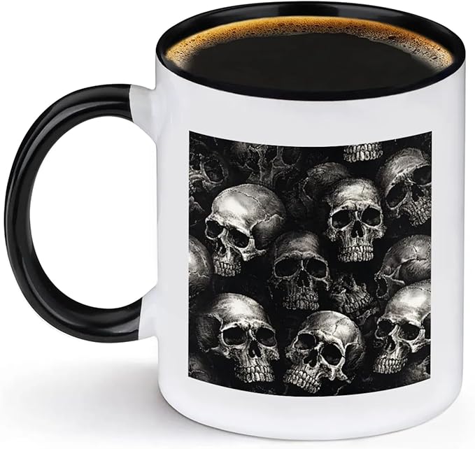 Mugs for Women, Coffee Cups Ceramic Mug, Skulls Head Tea Cups with Handle for Men, 11.2oz Ceramic Coffee Cup for Home Unique Coffee and Tea Mug Aesthetics