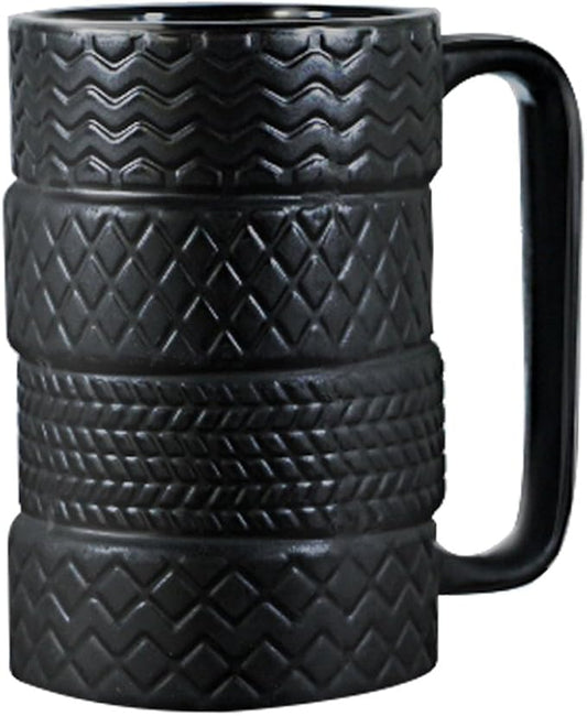 Ceramic Tire Coffee Mug for Men Gifts from Daughter Son Novelty Tea Mug for Dad Birthday Christmas Holiday Housewarming Mechanic Gifts for Car Lovers