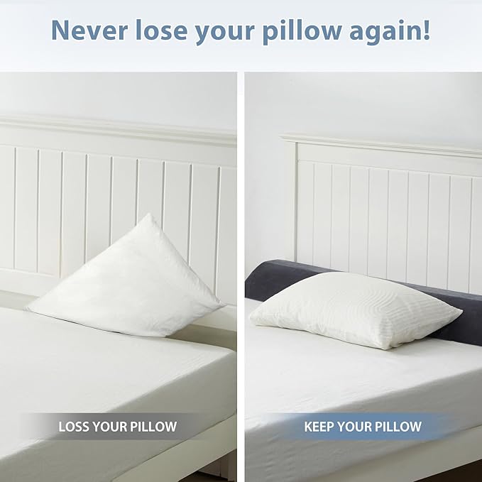 King Bed Wedge Pillow for Headboard Gap, Mattress Bed Gap Filler(0-8"), Between Headboard and Mattress, Triangle Headboard Pillow(Grey,King)