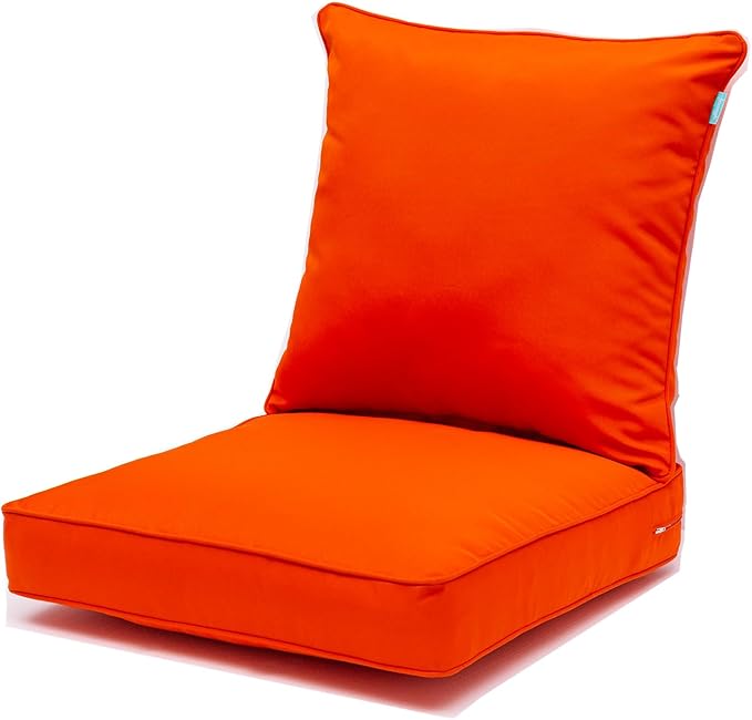 QILLOWAY Outdoor Chair Cushion Set, Outdoor Replacement Cushions for Patio Furniture. (Orange)
