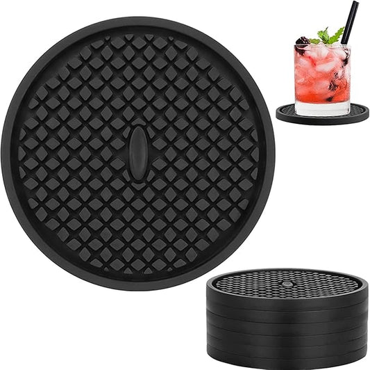 Soft Drinks Coasters Set - Absorbent Cup Mat - Kitchen & Coffee Table Decor (Diamond, 6Pack-Black)