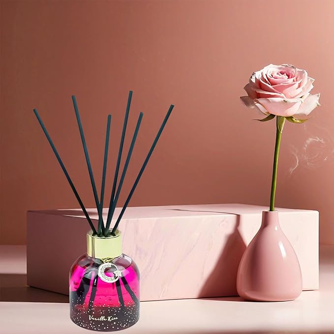 Reed Diffuser Set, Pretty Valley Home Diffuser 80Ml / 2.7 fl OZ Gift Box - Includes Reed Diffuser Sticks, Long Lasting Fragrance Oil and Glass Bottle for Office Living Room Decor (Vanilla kiss)