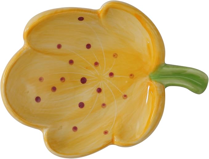 Ankah Decorative Ceramic Soap Box, Flower Shape Soap Dish, Self-Draining to Keep Dry Stop Mushy Soap Holder, Easy Cleaning, Best for Shower Bathroom and Kitchen (Tulip, Yellow)