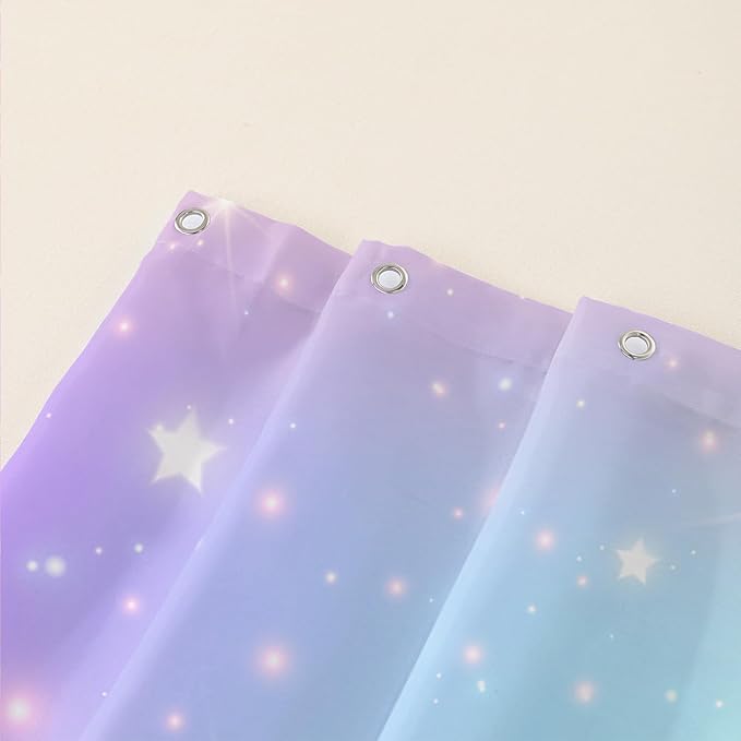 AILONEN Sparkling Stars Shower Curtain, Rainbow Shining Stars Cloth Bath Curtain Set for Girls Teens Kids Rainbow Lover,Fantasy Gradient Shower Curtain Liner,72" W*96" H