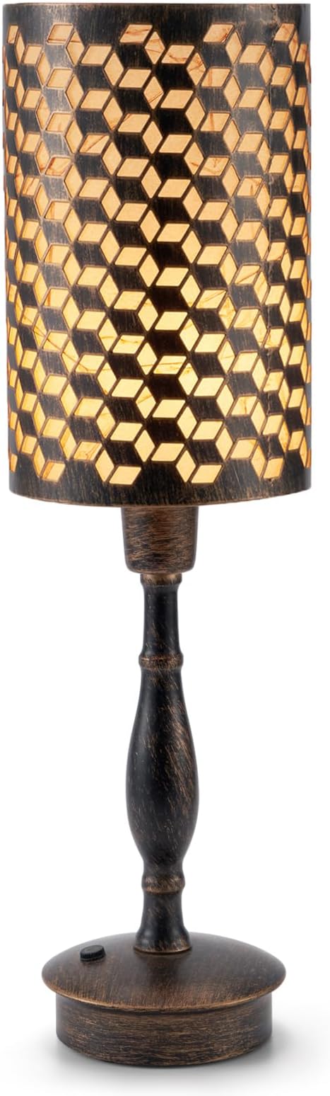 UMEXUS Rechargeable LED Cordless Lamp with Dimmer, Small Battery Operated Lamp, Touch Outdoor Patio Table Light, Living Room Side End Table Entryway Bedside Ambient Lighting Antique Bronze