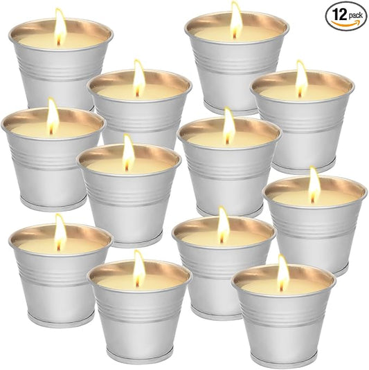 12 Pack Citronella Candles - Garden Citronella Scented Candles Outdoors, 120-180 Hours Burning, Natural Soy Wax, Portable Jar Candle Gift Sets for Home Patio Yard Indoors, Balcony, Camping