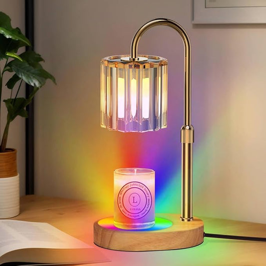 Lukasa Candle Warmer Lamp, with RGB LED Lights,Timer and Dimmer, Adjustable Height, House Warming Gifts New Home Decor, Gifts for Women Mom, Wax Melt Warmer for Scented Jar Candles