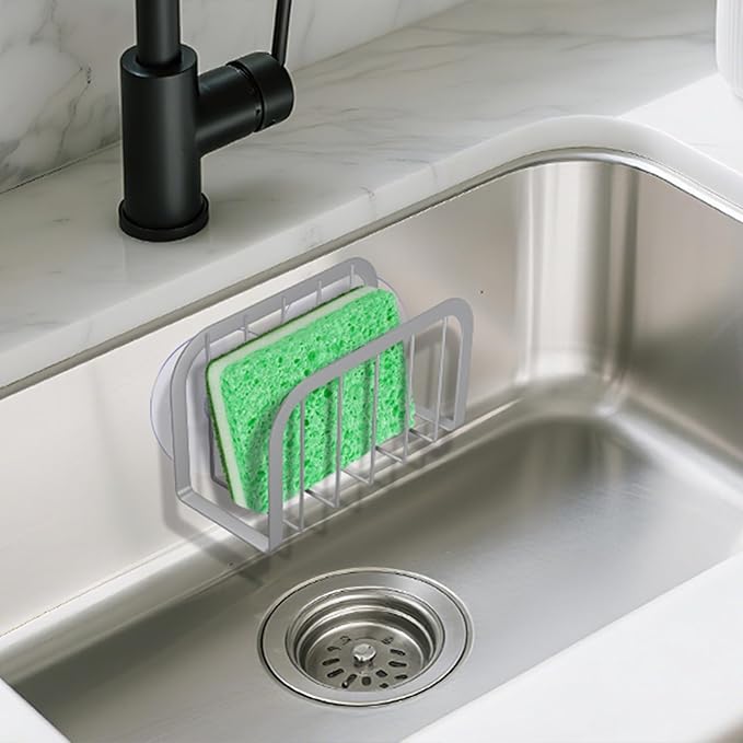 Sponge Holder for Kitchen Sink,Sink Organizer,Kitchen Sponge Holder (Silver)