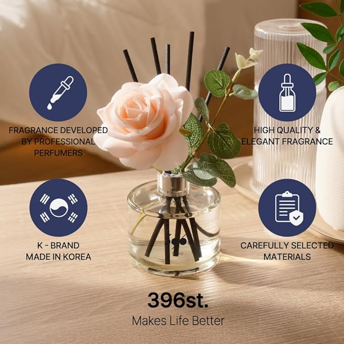 396 st. Rose Flower Reed Diffuser, Black Cherry, 200ml(6.7oz) / Reed Diffuser Sets, Scentsy Home Fragrance, Scented Oils, Home & Bathroom Décor