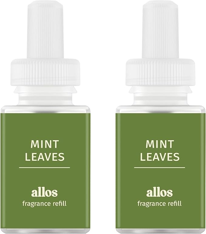 Pura and Allos - Fragrance Refill for Smart Home Air Diffusers - Aromatherapy Scents for Home - up to 120-Hours of Premium Fragrance per Vial - 2 Pack - Mint Leaves (Focus)