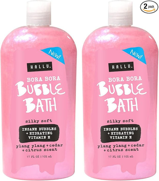 Hallu Bora Bora Bubble Bath Cedar Citrus Scent Hydrating Vitamin E 17 fl oz | 2 Pack
