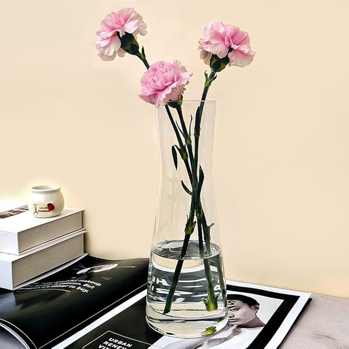 Aoderun Flower Vase for Decor 10" Clear Glass Vase for Centerpieces Large Vases for Flowers Dried Flower Home Decor Living Room Kitchen Office Wedding(Clear)