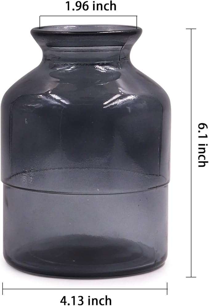 OFFIDIX Glass Vase,6 * 4.1in Large Volume Geometric Faceted Design Flower Vase