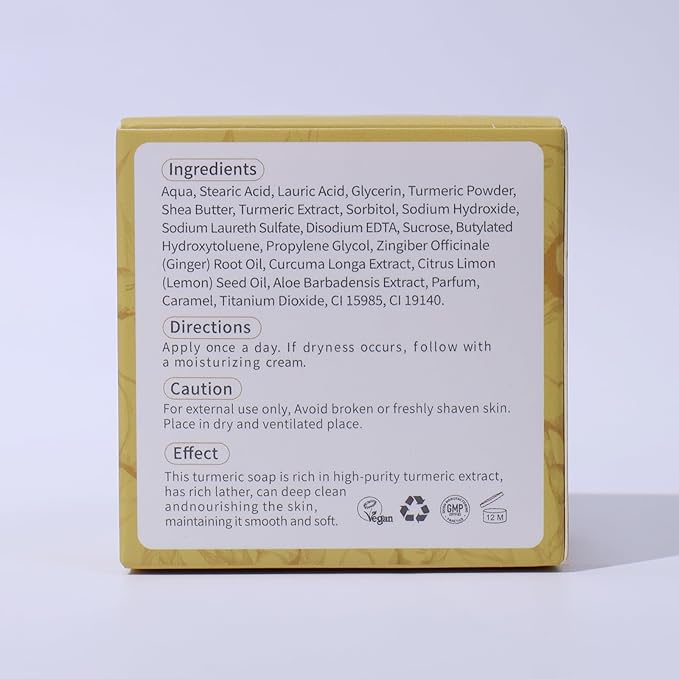 LIYALAN Turmeric Soap Bar for Face Body Smooth Skin,Deep Cleansing, Natural Vegan Handmade Soap Sensitive Skin Formula