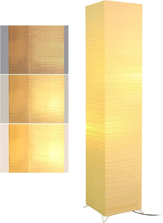 Modern Floor Lamp, Dimmable 3 Levels Brightness Paper Tall Lamp Standing Lamps with Lampshade, 55'' Minimalist Floor Lamps for Office, Kids Room, Reading, Home Decor (Light Beige)