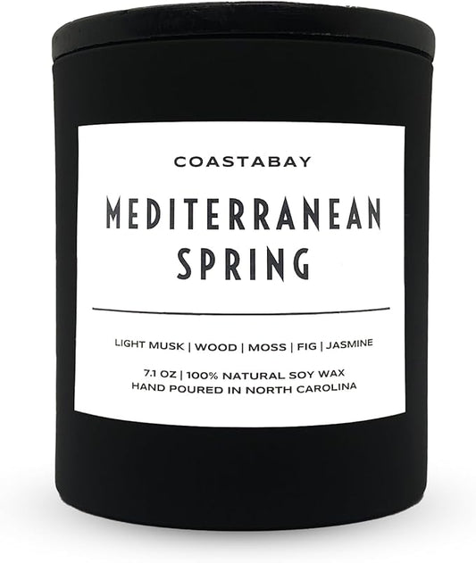 Mediterranean Spring Candle | 100% Natural Soy & Organic Candles, Long Lasting 45 Hour Clean Non Toxic Burn, Eco Friendly, Minimalistic & Modern Design, Hand Poured in The USA – 7.1oz