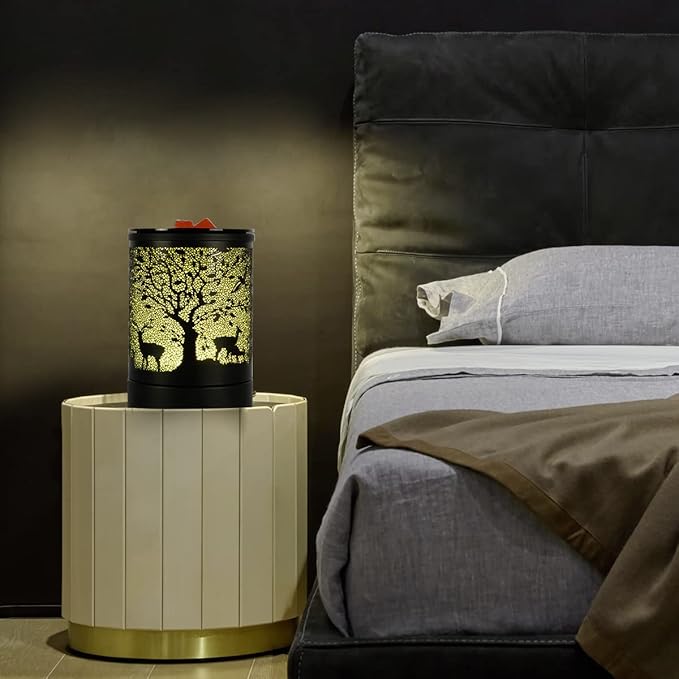 Deer Forest Scented Wax Melts Warmer with 7 Colors Changing Led Light Oil Burner Tart Candle Melter for Home Decor