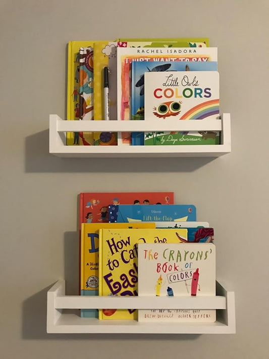 Gneric Floating Shelves for Wall, White Nursery Book Shelves, 15.7 inch Kids Bookshelf, Wall Shelves for Living Room Bedroom Decor,Kitchen Spice Rack,Bathroom Storage Rack(2 Pack)