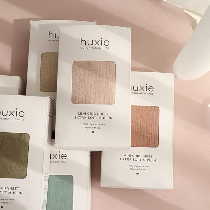 Denmark - Super Soft Muslin Mini Crib Sheets - 24'' x 38'' - 100% Organic Baby Crib Sheets for Boys and Girls - 2-Pack (Blush/Sage Green)