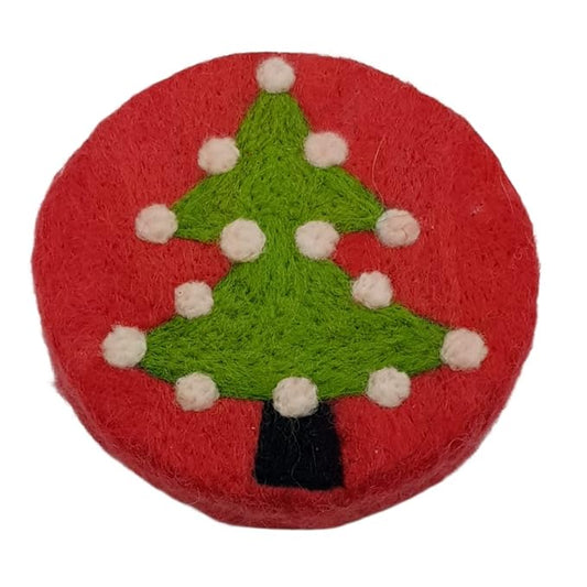 Handmade Felted Christmas Soap | Handcrafted Soap | Unique Housewarming Gift and Lovely Christmas Bathroom Decor | 3 * 3 inch (christmas tree red)