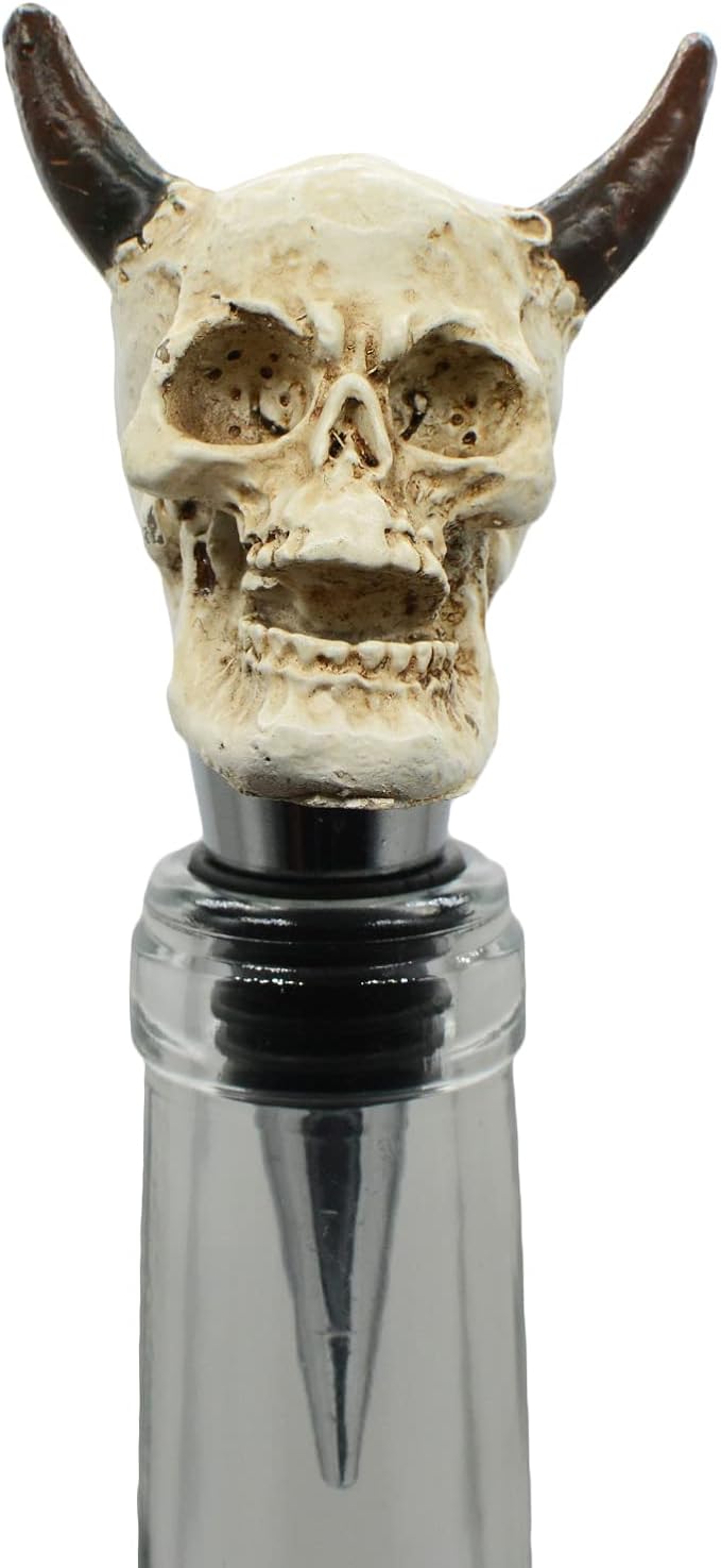 Wine Bottle Stopper Horned Demon Devil Skull Decor Beverage Wine Cork for Man Housewarming Gift,Christmas,Thanksgiving