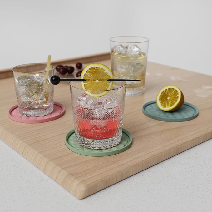 Silicone Coasters for Drinks[4 Pack]- Cup Mat for Tabletop Protection-Non-Slip, Non-Stick, Coffee Table Decor, Great Gift for Any Occasion, Sage Green