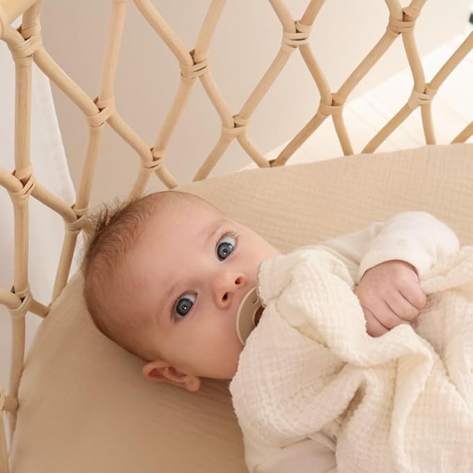 Denmark - Super Soft Muslin Mini Crib Sheets - 24'' x 38'' - 100% Organic Baby Crib Sheets for Boys and Girls (Fog)