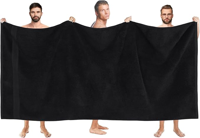 Quick-Dry, Soft & High Absorbent Jumbo Bath Sheet 35"x70" Cotton Turkish Bath Towel Set of 2 | Daily Use 100% Cotton for Bathroom, Gym & More | Bathroom Towels Set (2 Pcs, Black)