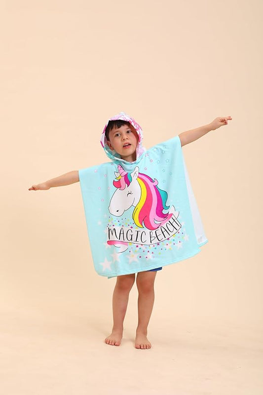 Unicorn Hooded Towels for Kids, Kids Beach Towels for Boys/Girls, Swimming Towels/Towel Robes/Wearable Towels/Pool Towels for Kids 2-10, Poncho Beach Towels for Kids, Hooded Beach Towels for Toddler